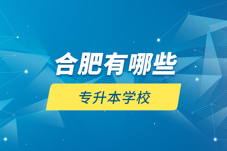 合肥有哪些專升本學(xué)校?